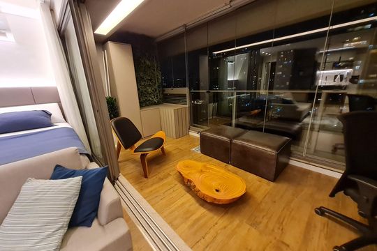 Varanda de kitnet/studio à venda com 1 quarto, 42m² em Cidade Monções, São Paulo