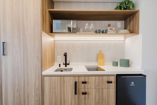 Cozinha de kitnet/studio para alugar com 1 quarto, 28m² em Planalto Paulista, São Paulo