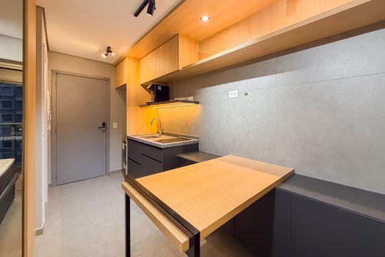 Cozinha de kitnet/studio à venda com 1 quarto, 26m² em Vila Mariana, São Paulo
