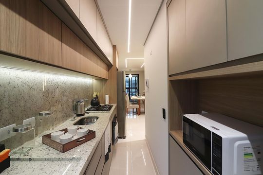 Cozinha e Área de Serviço de apartamento à venda com 2 quartos, 57m² em Nova Petrópolis, São Bernardo do Campo