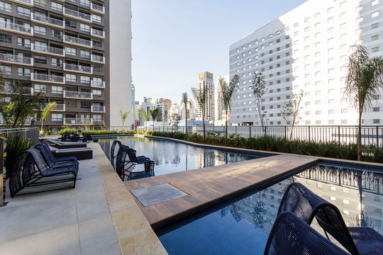 Área comum - Piscina de apartamento à venda com 1 quarto, 27m² em Vila Nova Conceição, São Paulo