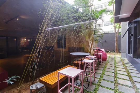 Área comum de kitnet/studio à venda com 1 quarto, 24m² em Indianópolis, São Paulo