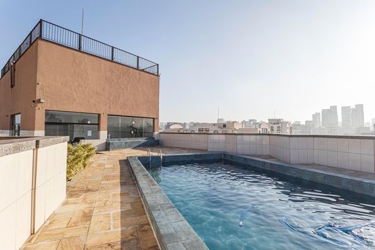 Área comum - Piscina de apartamento para alugar com 1 quarto, 37m² em Indianópolis, São Paulo