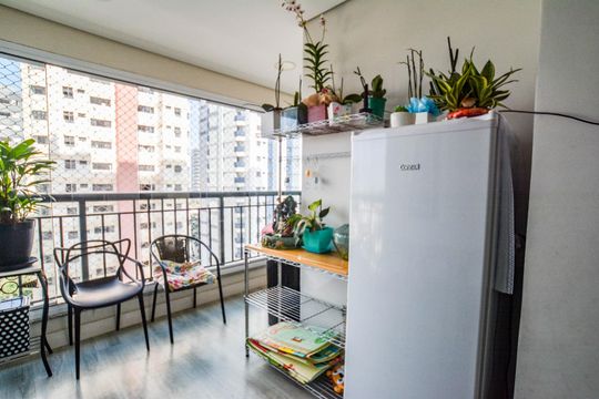 Varanda da Sala de apartamento à venda com 2 quartos, 64m² em Vila Curuçá, Santo André