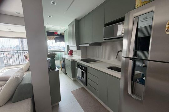 Cozinha de apartamento à venda com 2 quartos, 64m² em Jardim Independência (São Paulo), São Paulo
