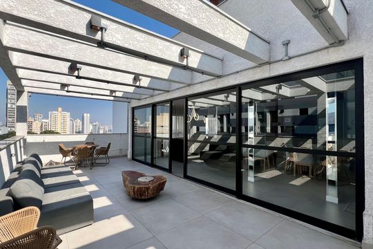 Área comum - Churrasqueira de kitnet/studio para alugar com 1 quarto, 27m² em Pinheiros, São Paulo