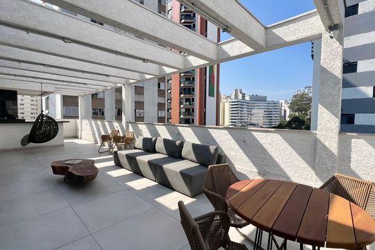 Área comum - Churrasqueira de kitnet/studio para alugar com 1 quarto, 27m² em Pinheiros, São Paulo