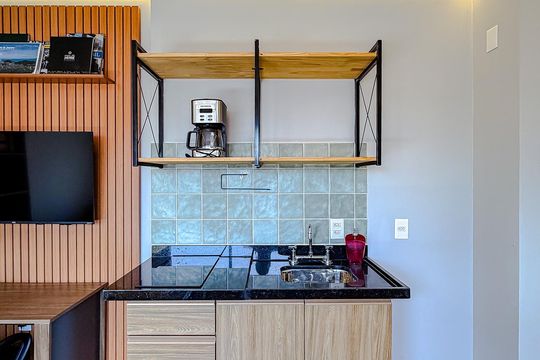 Cozinha de kitnet/studio para alugar com 1 quarto, 25m² em Vila Mariana, São Paulo