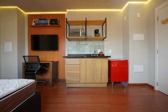 Cozinha de apartamento para alugar com 1 quarto, 25m² em Vila Mariana, São Paulo