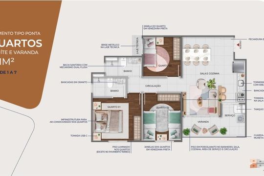 Apartamento à venda com 3 quartos, 59m² em Ouro Preto, Belo Horizonte