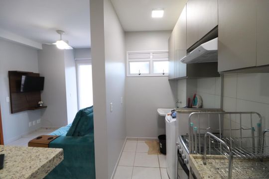 Cozinha  de apartamento para alugar com 1 quarto, 47m² em Subsetor Sul - 7 (s-7), Ribeirão Preto