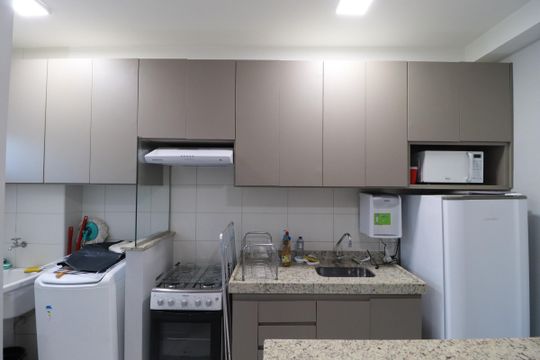 Cozinha  de apartamento para alugar com 1 quarto, 47m² em Subsetor Sul - 7 (s-7), Ribeirão Preto