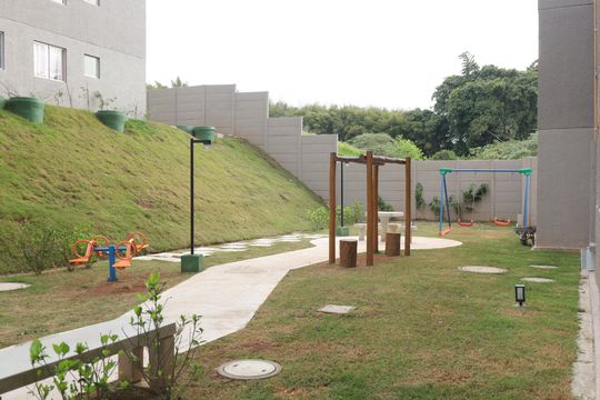 Área comum - Área fitness externa de apartamento para alugar com 1 quarto, 42m² em Fazenda Caguaçu, São Paulo