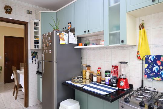 Cozinha de apartamento à venda com 2 quartos, 48m² em Vila Carmosina, São Paulo