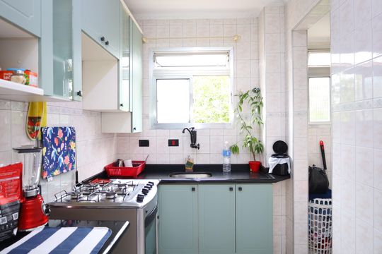 Cozinha de apartamento à venda com 2 quartos, 48m² em Vila Carmosina, São Paulo