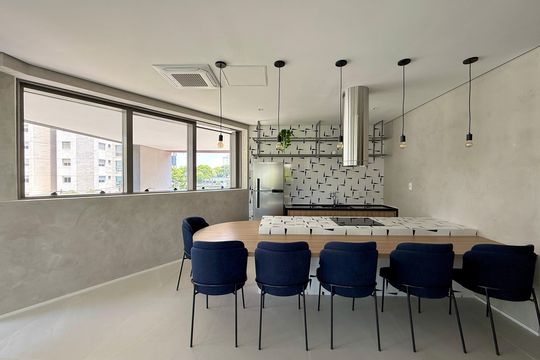 Salão Gourmet de kitnet/studio à venda com 1 quarto, 25m² em Santo Amaro, São Paulo