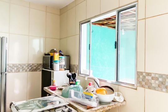 Cozinha de casa para alugar com 1 quarto, 42m² em Jardim Maringa, São Paulo