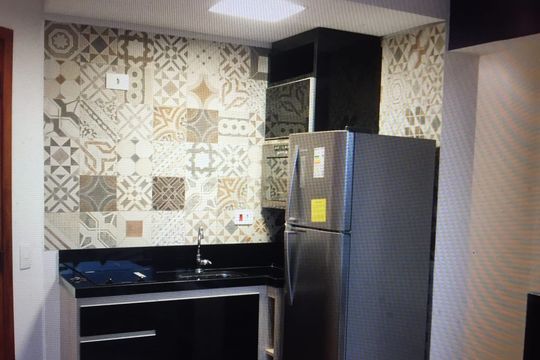 Cozinha de apartamento à venda com 1 quarto, 37m² em Paraíso do Morumbi, São Paulo
