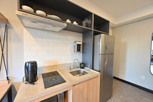 Cozinha de kitnet/studio à venda com 1 quarto, 29m² em Vila Clementino, São Paulo