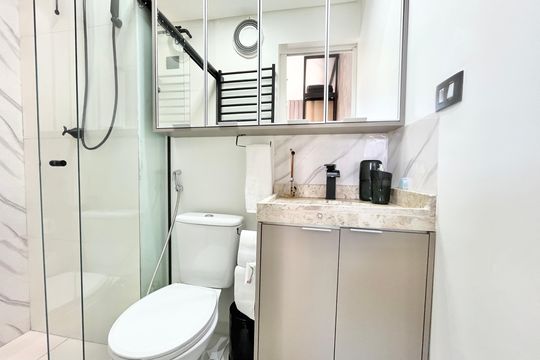 Banheiro de kitnet/studio à venda com 1 quarto, 27m² em Santana, São Paulo