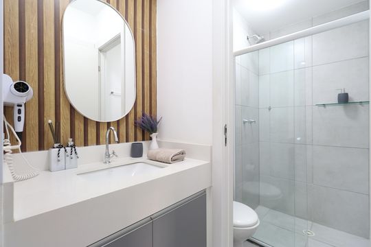 Banheiro de apartamento para alugar com 1 quarto, 30m² em Barra Funda, São Paulo
