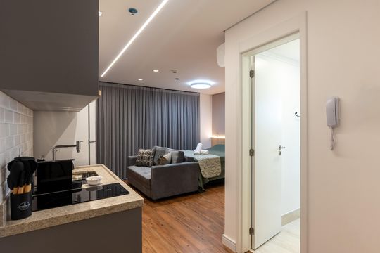 Cozinha de kitnet/studio à venda com 1 quarto, 34m² em Perdizes, São Paulo