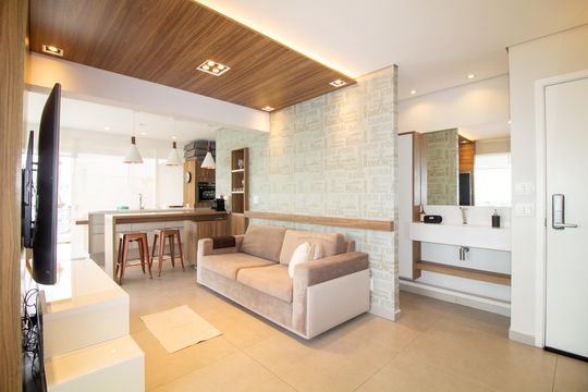 Sala de apartamento à venda com 1 quarto, 100m² em Cidade Monções, São Paulo