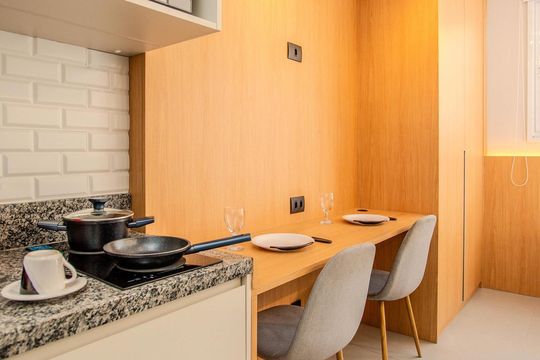 Cozinha de apartamento à venda com 1 quarto, 25m² em Barra Funda, São Paulo