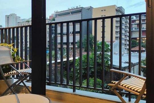 Varanda de kitnet/studio à venda com 1 quarto, 28m² em Vila Madalena, São Paulo