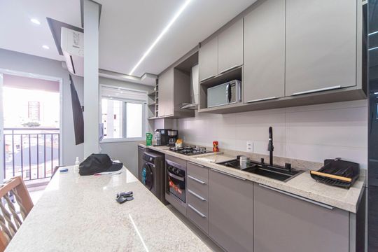 Cozinha  de apartamento à venda com 2 quartos, 46m² em Campestre, Santo André