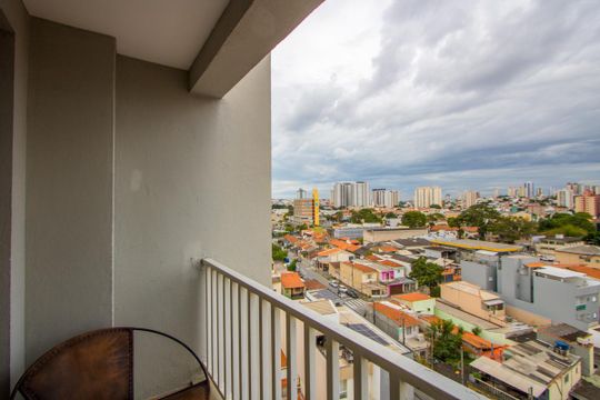 Varanda da sala de apartamento à venda com 2 quartos, 68m² em Vila Vilma, Santo André