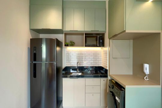 Cozinha de kitnet/studio à venda com 1 quarto, 26m² em Pinheiros, São Paulo