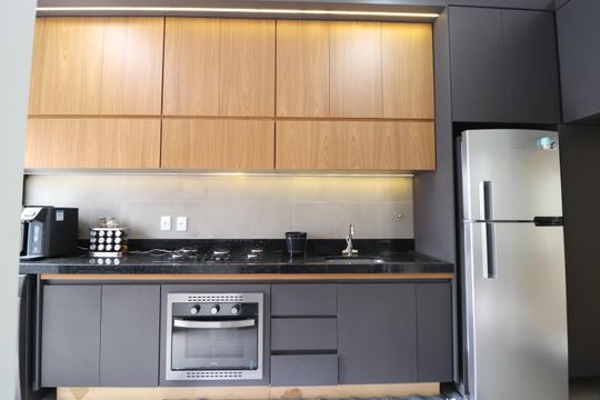 Cozinha de casa para alugar com 2 quartos, 70m² em Flamboyant, Uberlândia