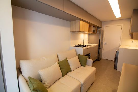 Sala de apartamento à venda com 1 quarto, 28m² em Jardim Caravelas, São Paulo