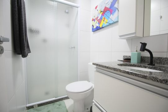 Banheiro Social de apartamento à venda com 2 quartos, 54m² em Jardim Caboré, São Paulo