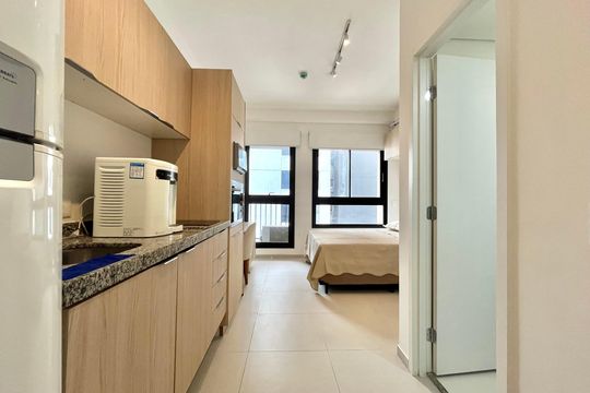 Cozinha de kitnet/studio para alugar com 1 quarto, 21m² em Vila Mariana, São Paulo