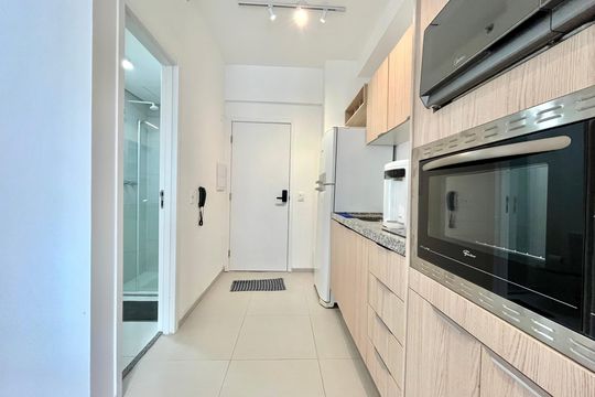 Cozinha de kitnet/studio para alugar com 1 quarto, 21m² em Vila Mariana, São Paulo