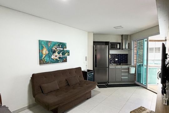 Sala de apartamento para alugar com 1 quarto, 45m² em Gonzaga, Santos