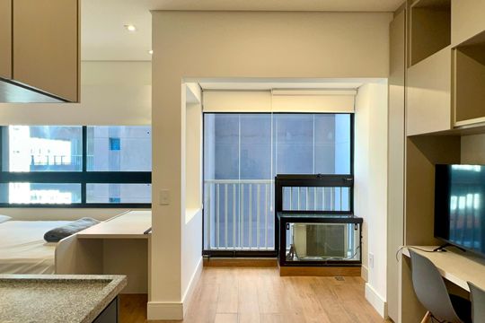 Cozinha de kitnet/studio à venda com 1 quarto, 23m² em Pinheiros, São Paulo