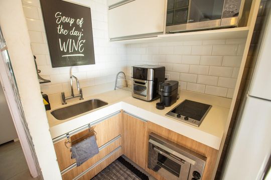 Cozinha de apartamento à venda com 1 quarto, 82m² em Brooklin, São Paulo