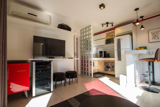 Sala de apartamento à venda com 1 quarto, 82m² em Brooklin, São Paulo