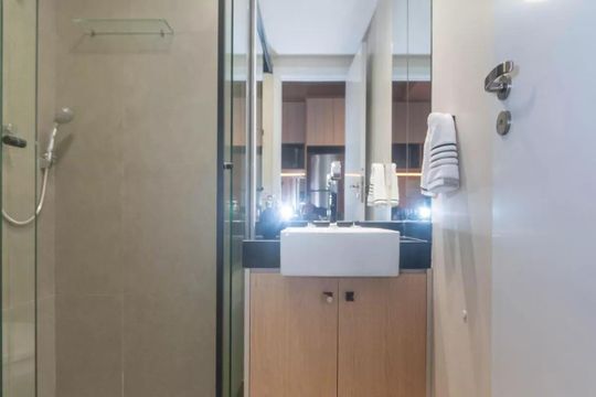 Banheiro de kitnet/studio à venda com 1 quarto, 25m² em Brooklin, São Paulo