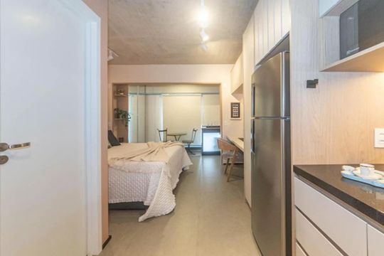 Cozinha de kitnet/studio à venda com 1 quarto, 25m² em Brooklin, São Paulo