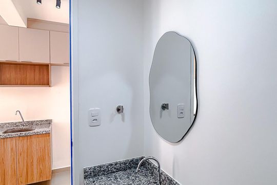 Banheiro de kitnet/studio à venda com 1 quarto, 26m² em Tatuapé, São Paulo