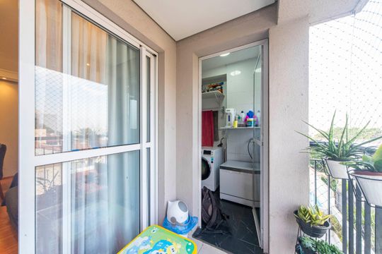 Varanda da Sala de apartamento à venda com 3 quartos, 59m² em Vila Pires, Santo André