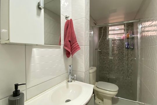 Banheiro  de apartamento à venda com 2 quartos, 45m² em Conjunto Habitacional Padre Manoel da Nobrega, São Paulo