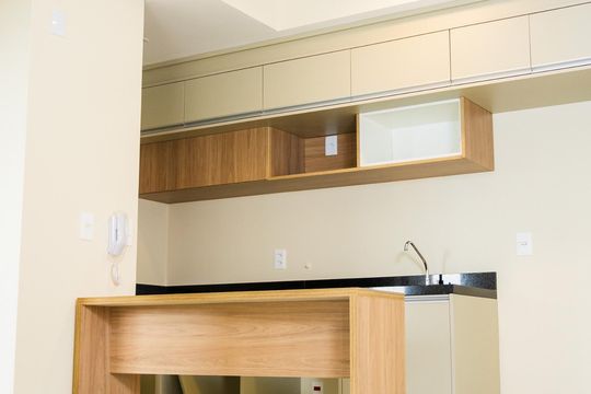 Cozinha de kitnet/studio para alugar com 1 quarto, 44m² em Indianópolis, São Paulo