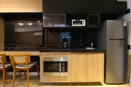 Cozinha de kitnet/studio para alugar com 1 quarto, 25m² em Vila Olímpia, São Paulo