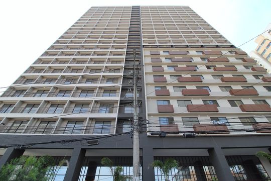 Fachada do Prédio de kitnet/studio para alugar com 1 quarto, 25m² em Vila Olímpia, São Paulo