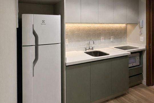 Cozinha de apartamento para alugar com 1 quarto, 31m² em Perdizes, São Paulo